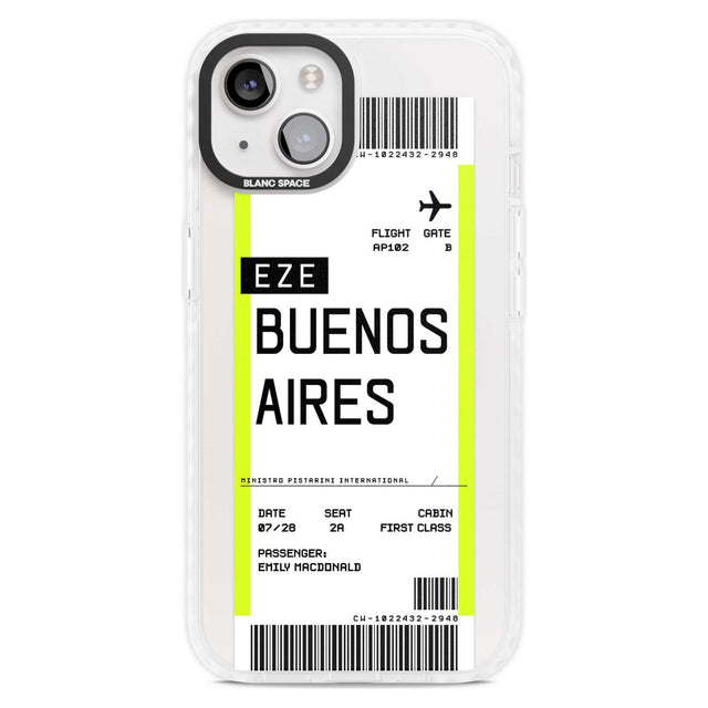 Personalised Buenos Aires Boarding Pass Custom Phone Case iPhone 15 Plus / Magsafe Impact Case,iPhone 15 / Magsafe Impact Case Blanc Space