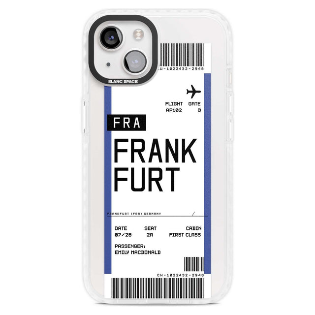 Personalised Frankfurt Boarding Pass Custom Phone Case iPhone 15 Plus / Magsafe Impact Case,iPhone 15 / Magsafe Impact Case Blanc Space