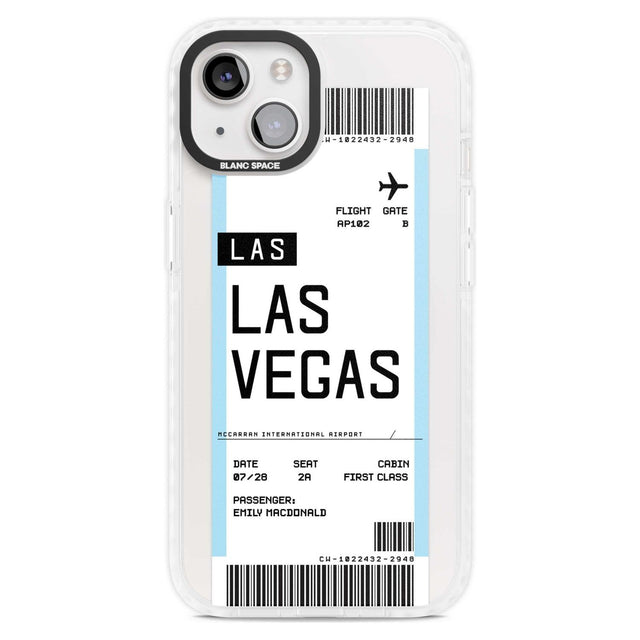 Personalised Las Vegas Boarding Pass Custom Phone Case iPhone 15 Plus / Magsafe Impact Case,iPhone 15 / Magsafe Impact Case Blanc Space