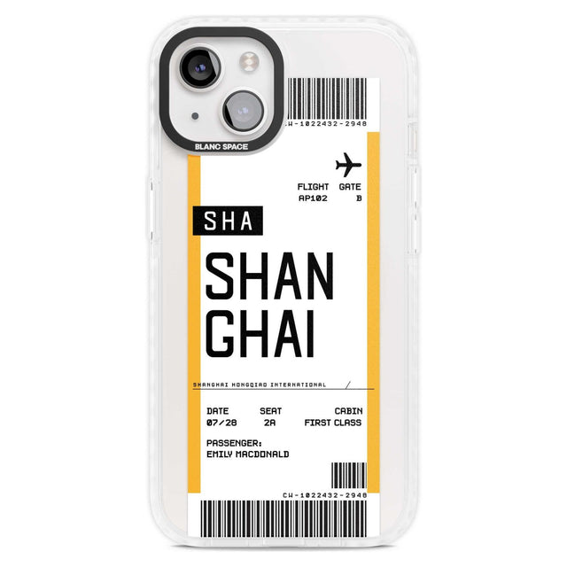 Personalised Shangai Boarding Pass Custom Phone Case iPhone 15 Plus / Magsafe Impact Case,iPhone 15 / Magsafe Impact Case Blanc Space