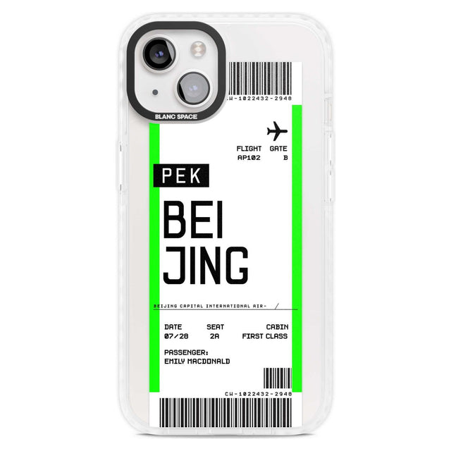 Personalised Beijing Boarding Pass Custom Phone Case iPhone 15 Plus / Magsafe Impact Case,iPhone 15 / Magsafe Impact Case Blanc Space