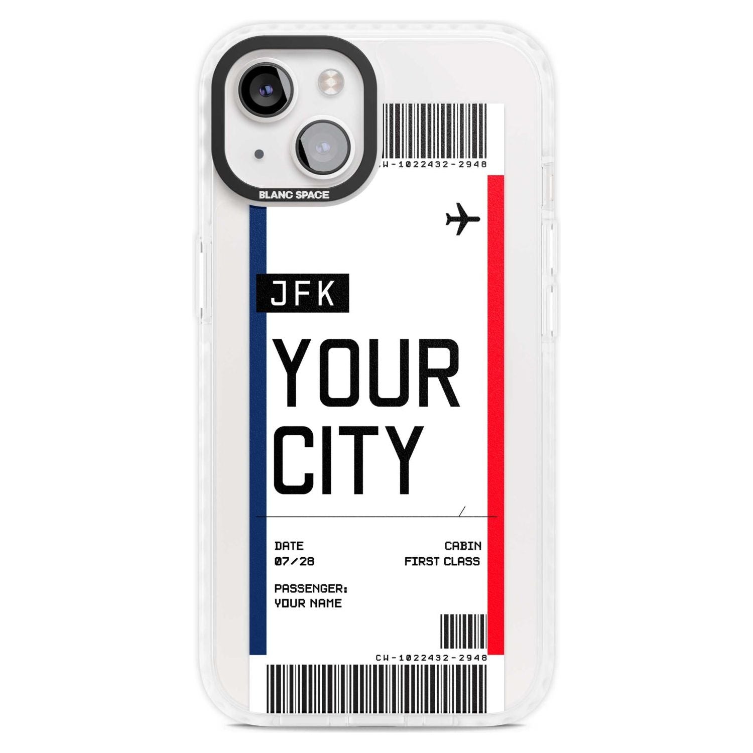 Personalised Create Your Own Boarding Pass Ticket Custom Phone Case iPhone 15 Plus / Magsafe Impact Case,iPhone 15 / Magsafe Impact Case Blanc Space