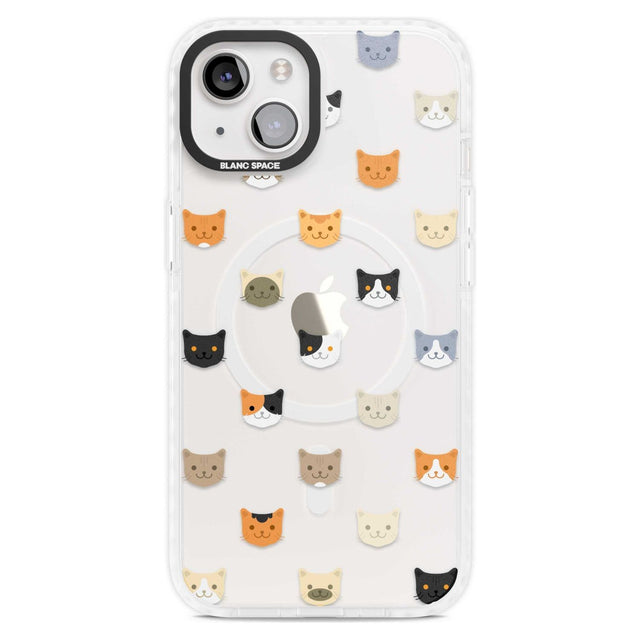 Cute Cat Face Transparent Phone Case iPhone 15 Plus / Magsafe Impact Case,iPhone 15 / Magsafe Impact Case Blanc Space