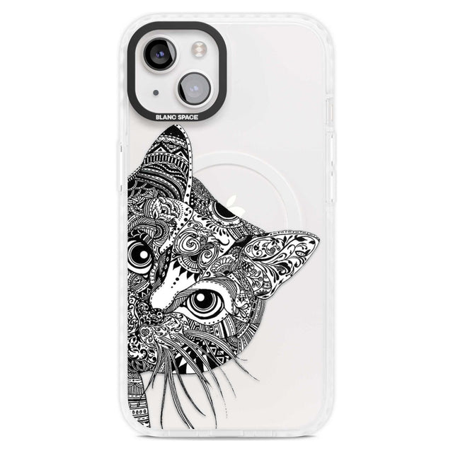 Henna Cat Phone Case iPhone 15 Plus / Magsafe Impact Case,iPhone 15 / Magsafe Impact Case Blanc Space