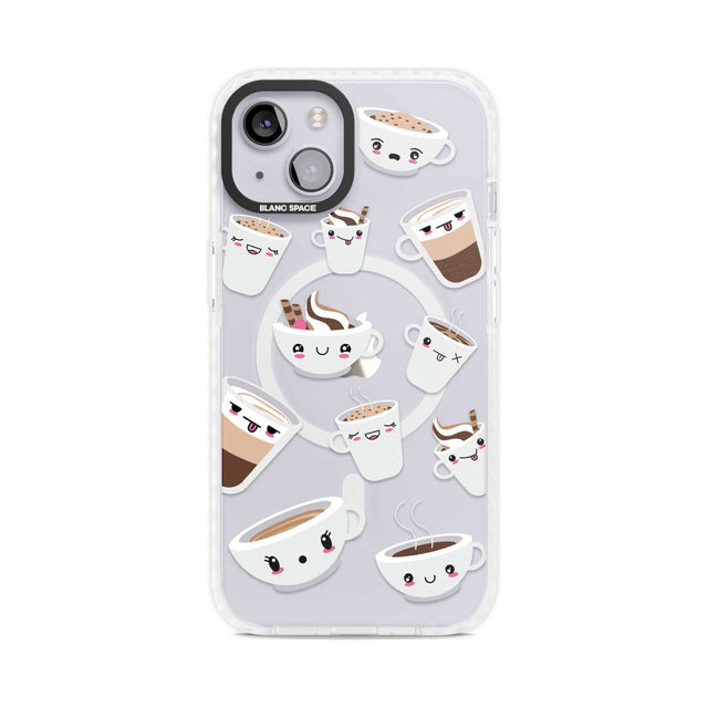 Coffee Faces Phone Case iPhone 15 Plus / Magsafe Impact Case,iPhone 15 / Magsafe Impact Case Blanc Space