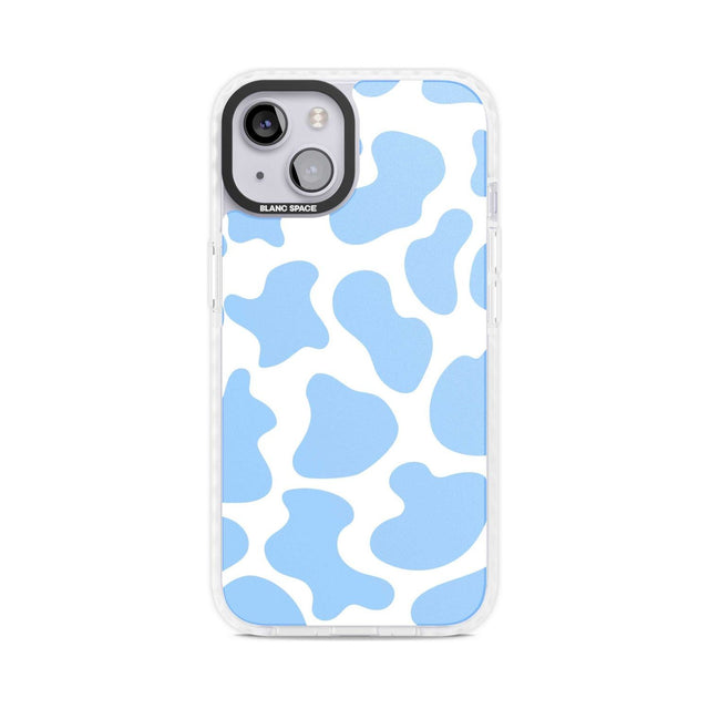Blue and White Cow Print Phone Case iPhone 15 Plus / Magsafe Impact Case,iPhone 15 / Magsafe Impact Case Blanc Space