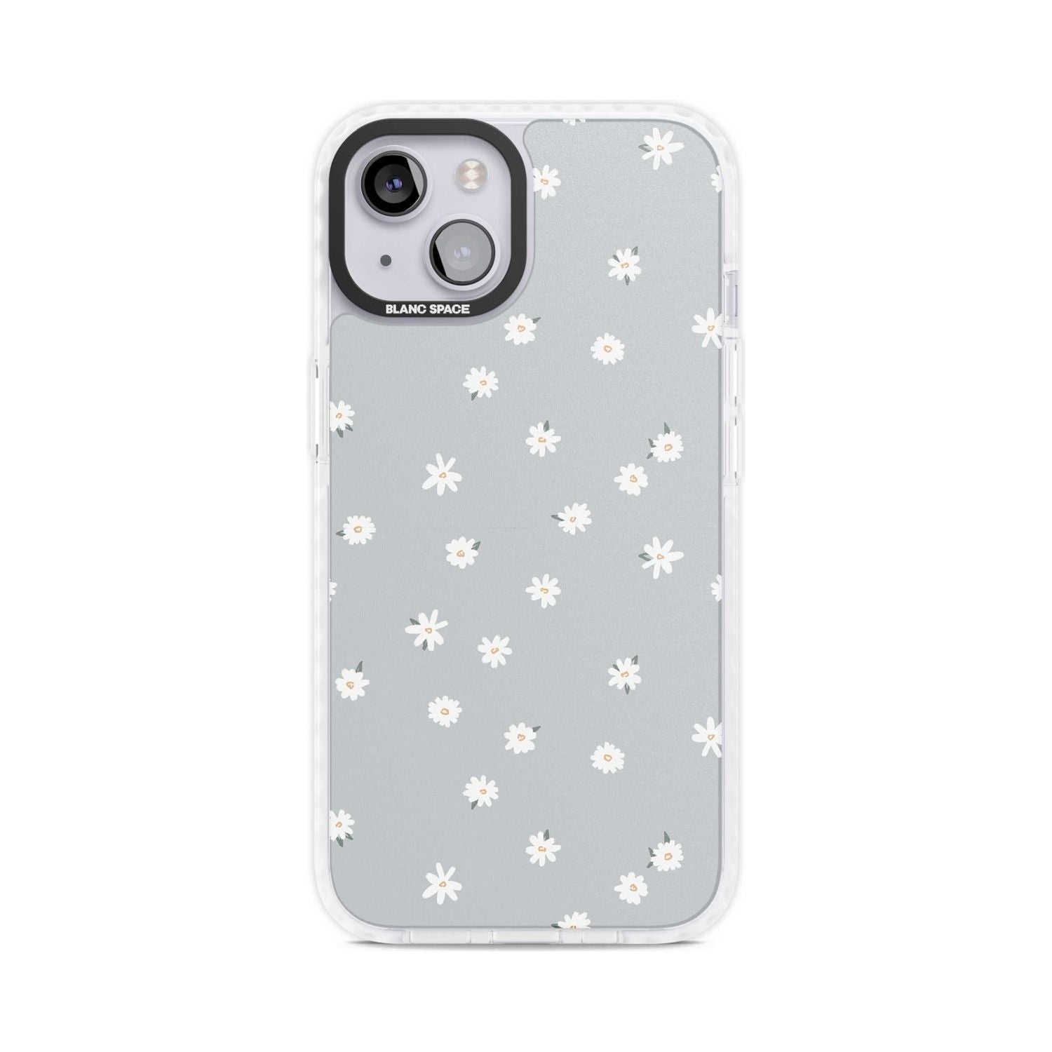 Painted Daisy Blue-Grey Cute Phone Case iPhone 15 Plus / Magsafe Impact Case,iPhone 15 / Magsafe Impact Case Blanc Space