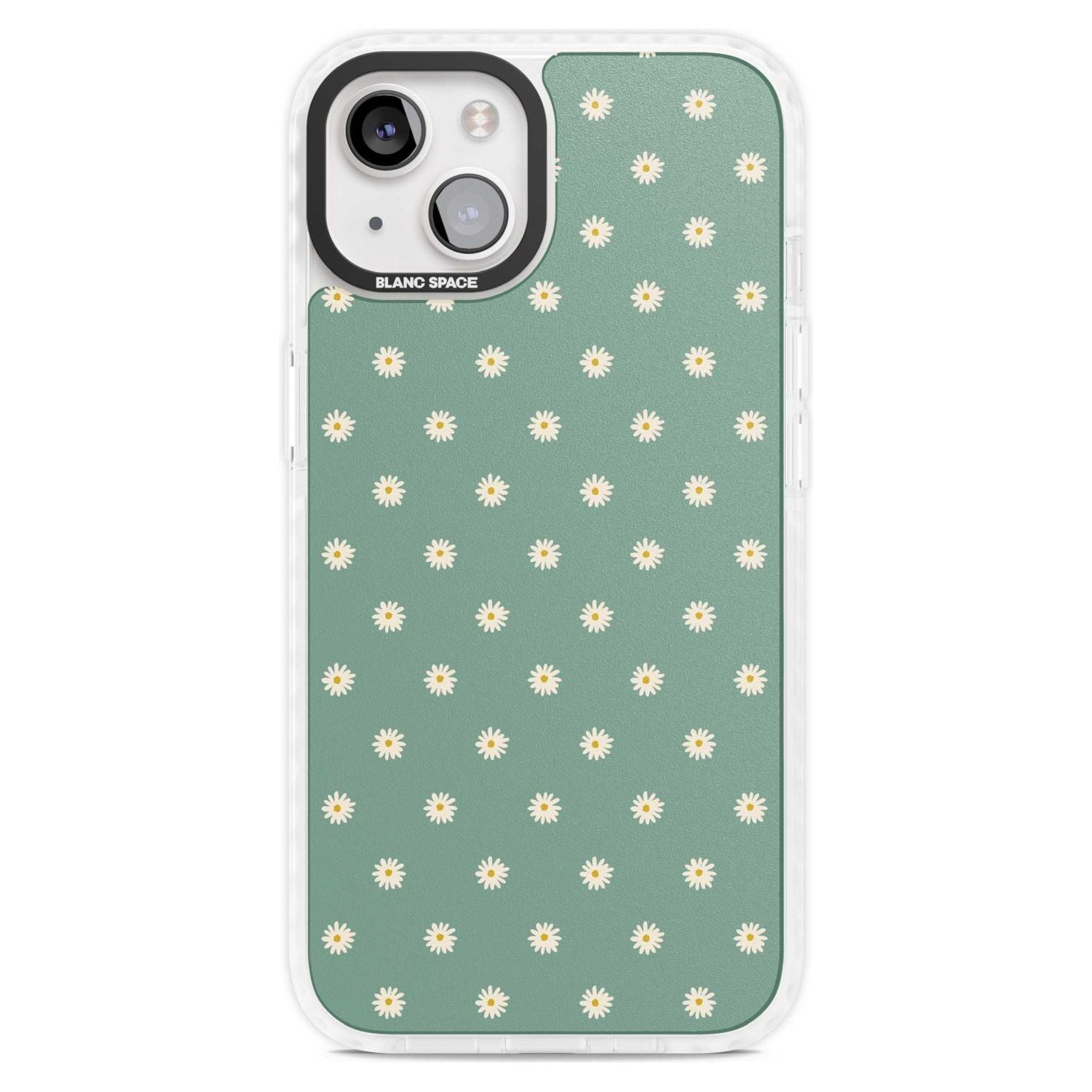 Daisy Pattern Teal Cute Floral Phone Case iPhone 15 Plus / Magsafe Impact Case,iPhone 15 / Magsafe Impact Case Blanc Space