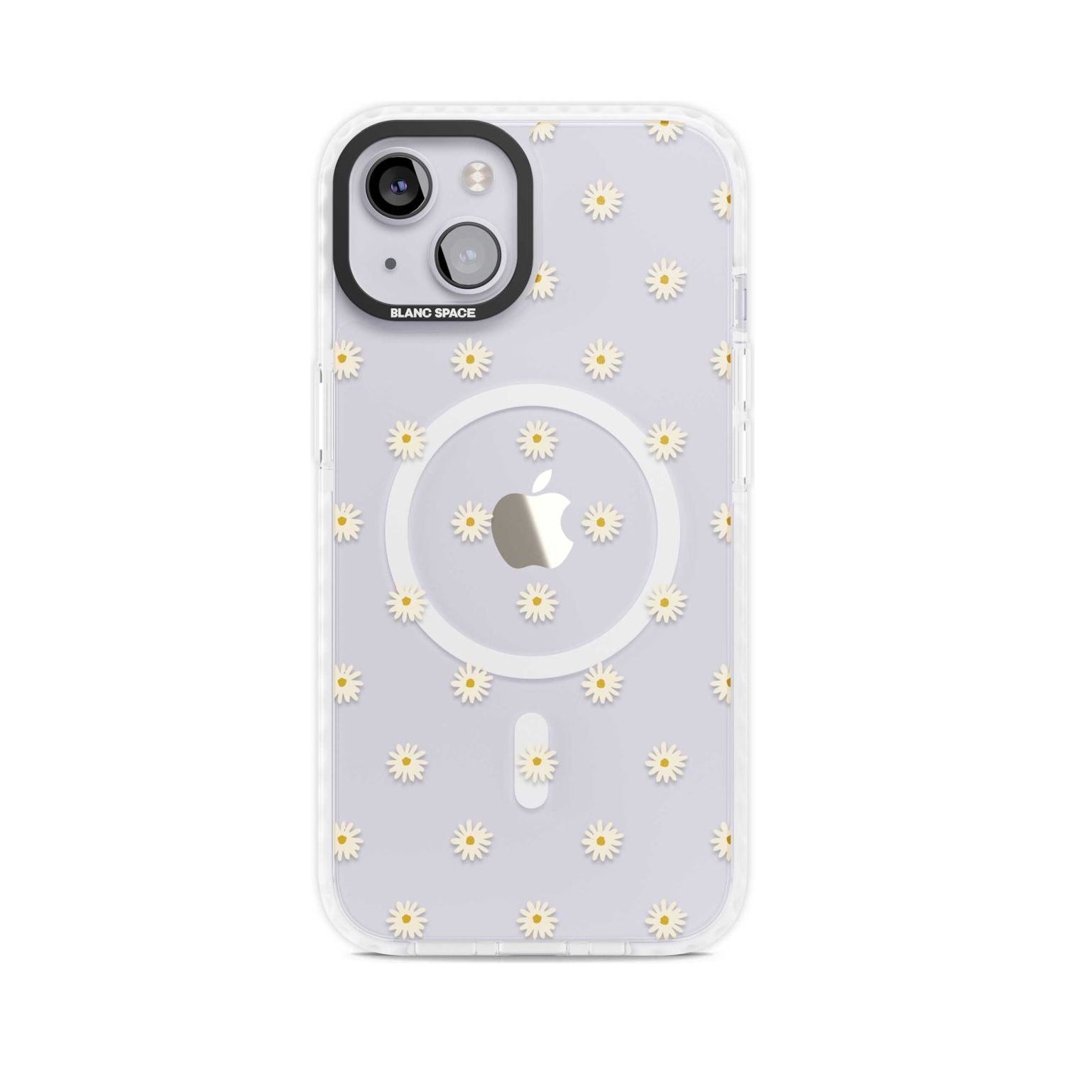 Daisy Pattern Transparent Cute Floral Phone Case iPhone 15 Plus / Magsafe Impact Case,iPhone 15 / Magsafe Impact Case Blanc Space