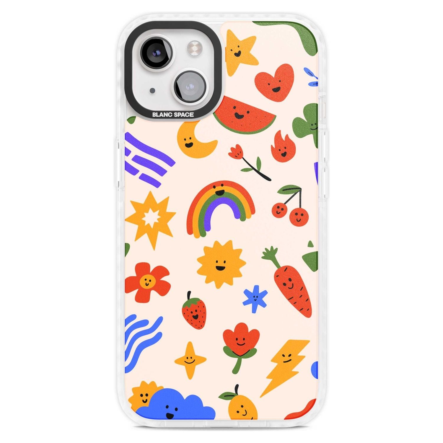Mixed Large Kawaii Icons - Solid Phone Case iPhone 15 Plus / Magsafe Impact Case,iPhone 15 / Magsafe Impact Case Blanc Space