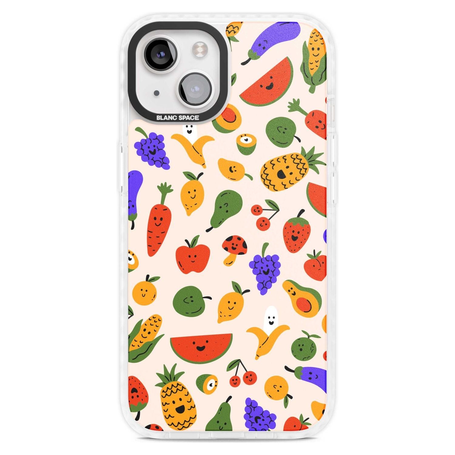 Mixed Kawaii Food Icons - Solid Phone Case iPhone 15 Plus / Magsafe Impact Case,iPhone 15 / Magsafe Impact Case Blanc Space