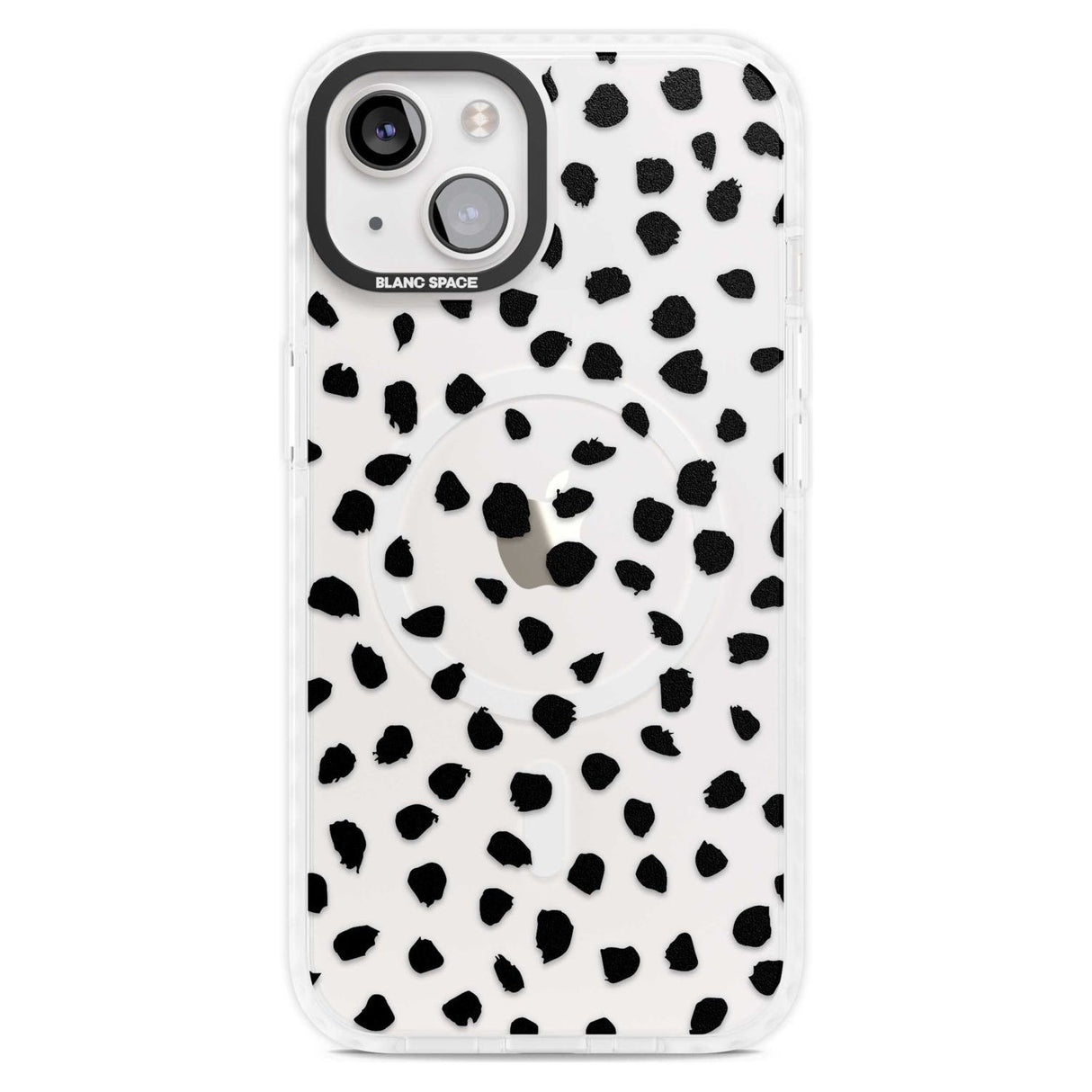Black on Transparent Dalmatian Polka Dot Spots Phone Case iPhone 15 Plus / Magsafe Impact Case,iPhone 15 / Magsafe Impact Case Blanc Space