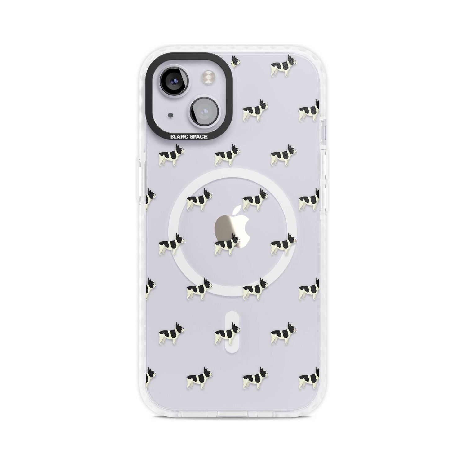 French Bulldog Dog Pattern Clear Phone Case iPhone 15 Plus / Magsafe Impact Case,iPhone 15 / Magsafe Impact Case Blanc Space