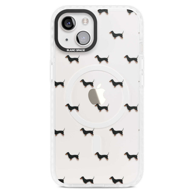 Dachshund Dog Pattern Clear Phone Case iPhone 15 Plus / Magsafe Impact Case,iPhone 15 / Magsafe Impact Case Blanc Space