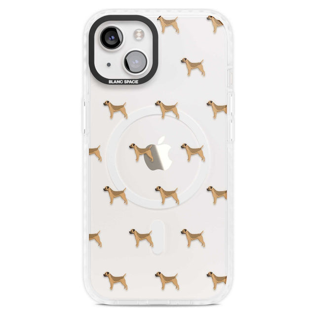Border Terrier Dog Pattern Clear Phone Case iPhone 15 Plus / Magsafe Impact Case,iPhone 15 / Magsafe Impact Case Blanc Space