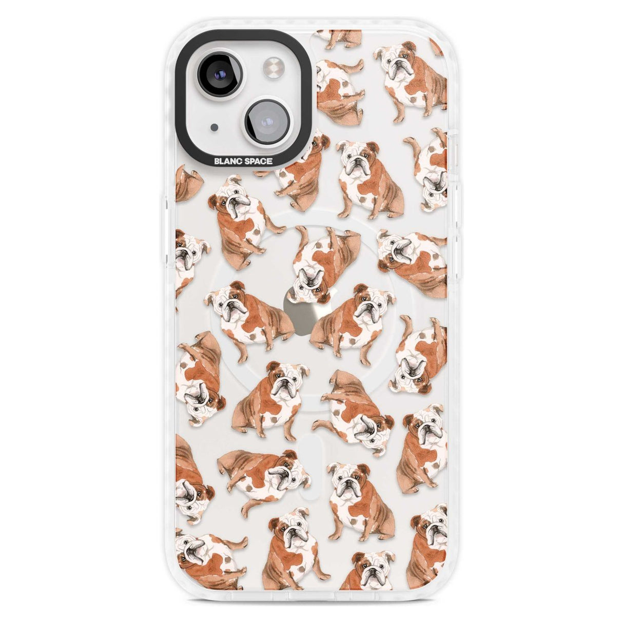 English Bulldog Watercolour Dog Pattern Phone Case iPhone 15 Plus / Magsafe Impact Case,iPhone 15 / Magsafe Impact Case Blanc Space