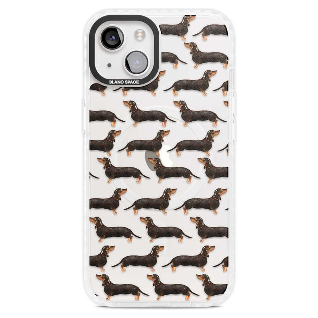 Dachshund (Black & Tan) Watercolour Dog Pattern Phone Case iPhone 15 Plus / Magsafe Impact Case,iPhone 15 / Magsafe Impact Case Blanc Space
