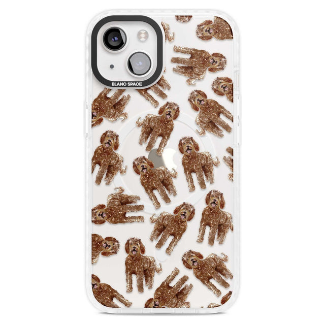 Labradoodle (Brown) Watercolour Dog Pattern Phone Case iPhone 15 Plus / Magsafe Impact Case,iPhone 15 / Magsafe Impact Case Blanc Space