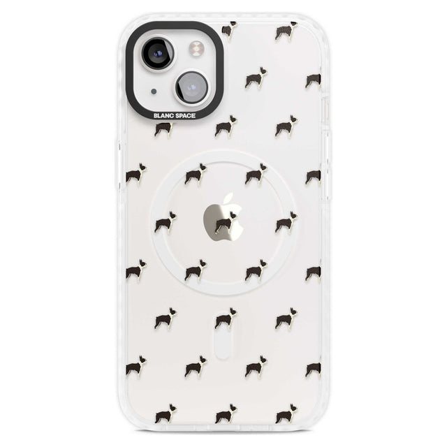 Boston Terrier Dog Pattern Clear Phone Case iPhone 15 Plus / Magsafe Impact Case,iPhone 15 / Magsafe Impact Case Blanc Space