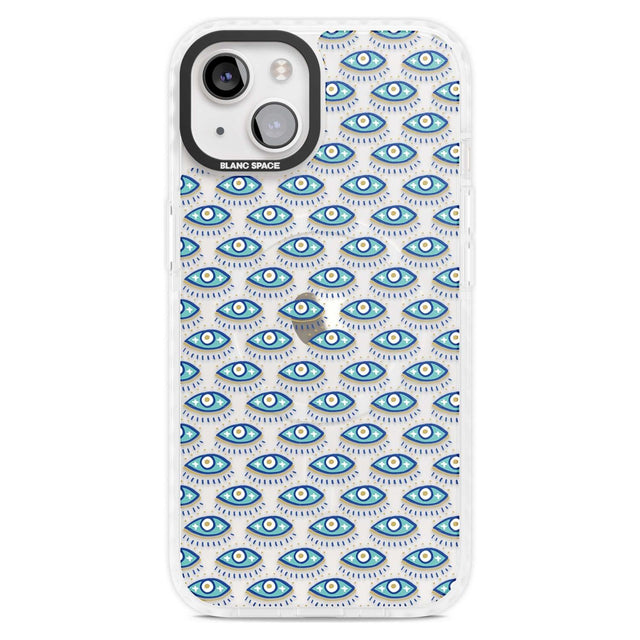 Eyes & Crosses (Clear) Psychedelic Eyes Pattern Phone Case iPhone 15 Plus / Magsafe Impact Case,iPhone 15 / Magsafe Impact Case Blanc Space