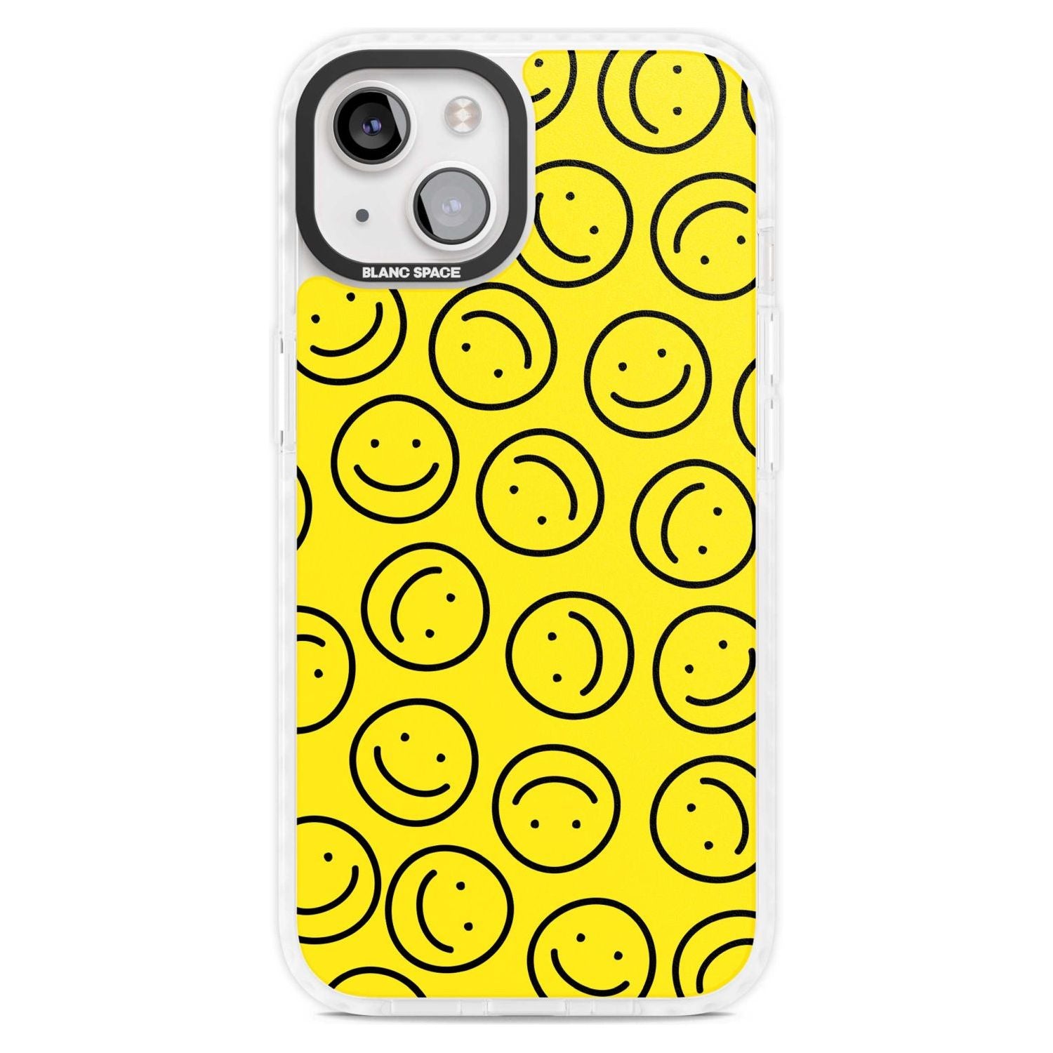 Happy Face Pattern Phone Case iPhone 15 Plus / Magsafe Impact Case,iPhone 15 / Magsafe Impact Case Blanc Space