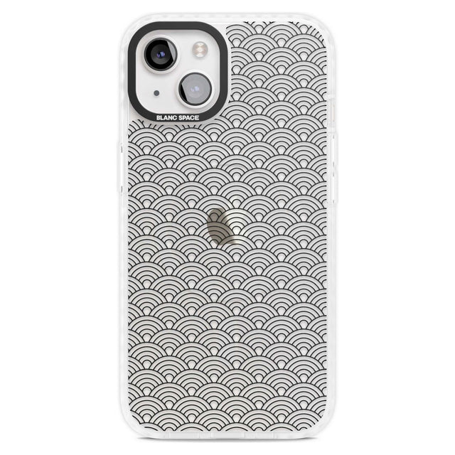 Abstract Lines: Scalloped Pattern Phone Case iPhone 15 Plus / Magsafe Impact Case,iPhone 15 / Magsafe Impact Case Blanc Space