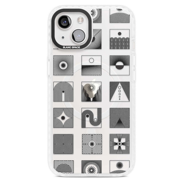 Abstract Lines: Mixed Pattern #1 Phone Case iPhone 15 Plus / Magsafe Impact Case,iPhone 15 / Magsafe Impact Case Blanc Space