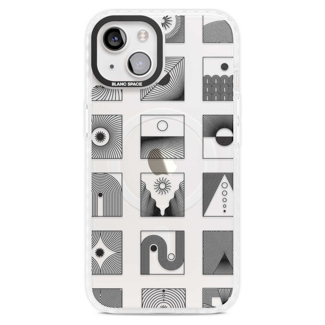 Abstract Lines: Mixed Pattern #2 Phone Case iPhone 15 Plus / Magsafe Impact Case,iPhone 15 / Magsafe Impact Case Blanc Space