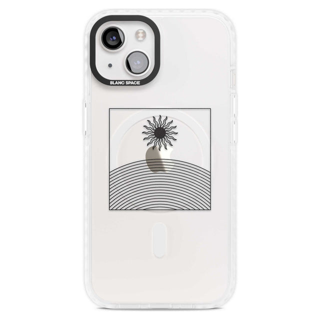 Framed Linework: Rising Sun Phone Case iPhone 15 Plus / Magsafe Impact Case,iPhone 15 / Magsafe Impact Case Blanc Space