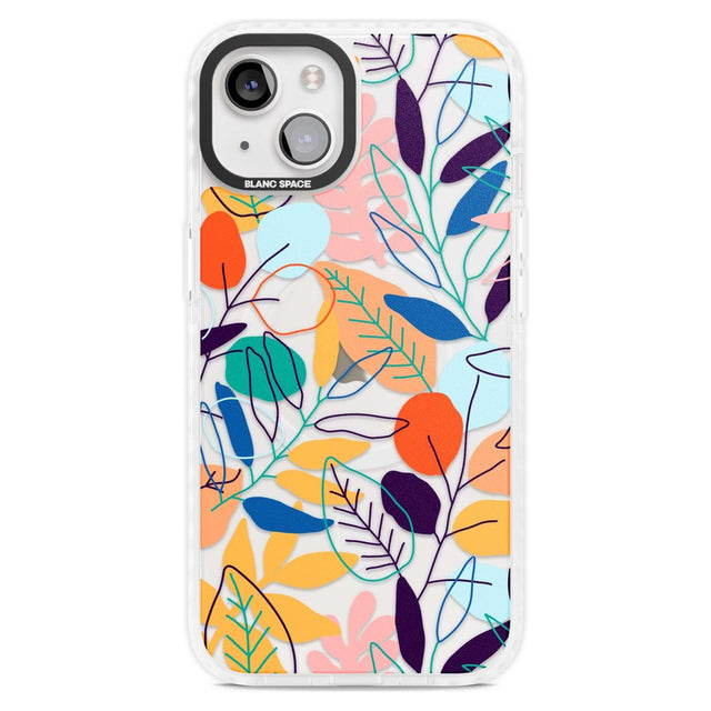 Abstract Line Drawn Leaves Phone Case iPhone 15 Plus / Magsafe Impact Case,iPhone 15 / Magsafe Impact Case Blanc Space