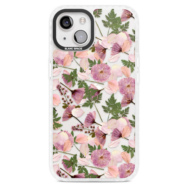 Leafy Floral Pattern Transparent Design Phone Case iPhone 15 Plus / Magsafe Impact Case,iPhone 15 / Magsafe Impact Case Blanc Space