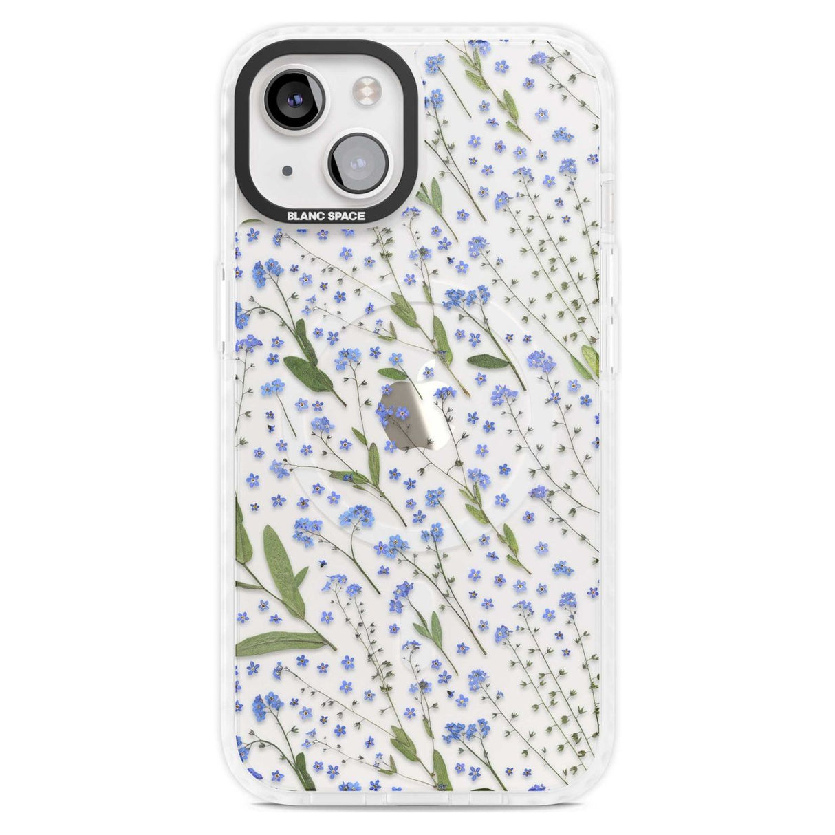 Blue Wild Flower Design Phone Case iPhone 15 Plus / Magsafe Impact Case,iPhone 15 / Magsafe Impact Case Blanc Space