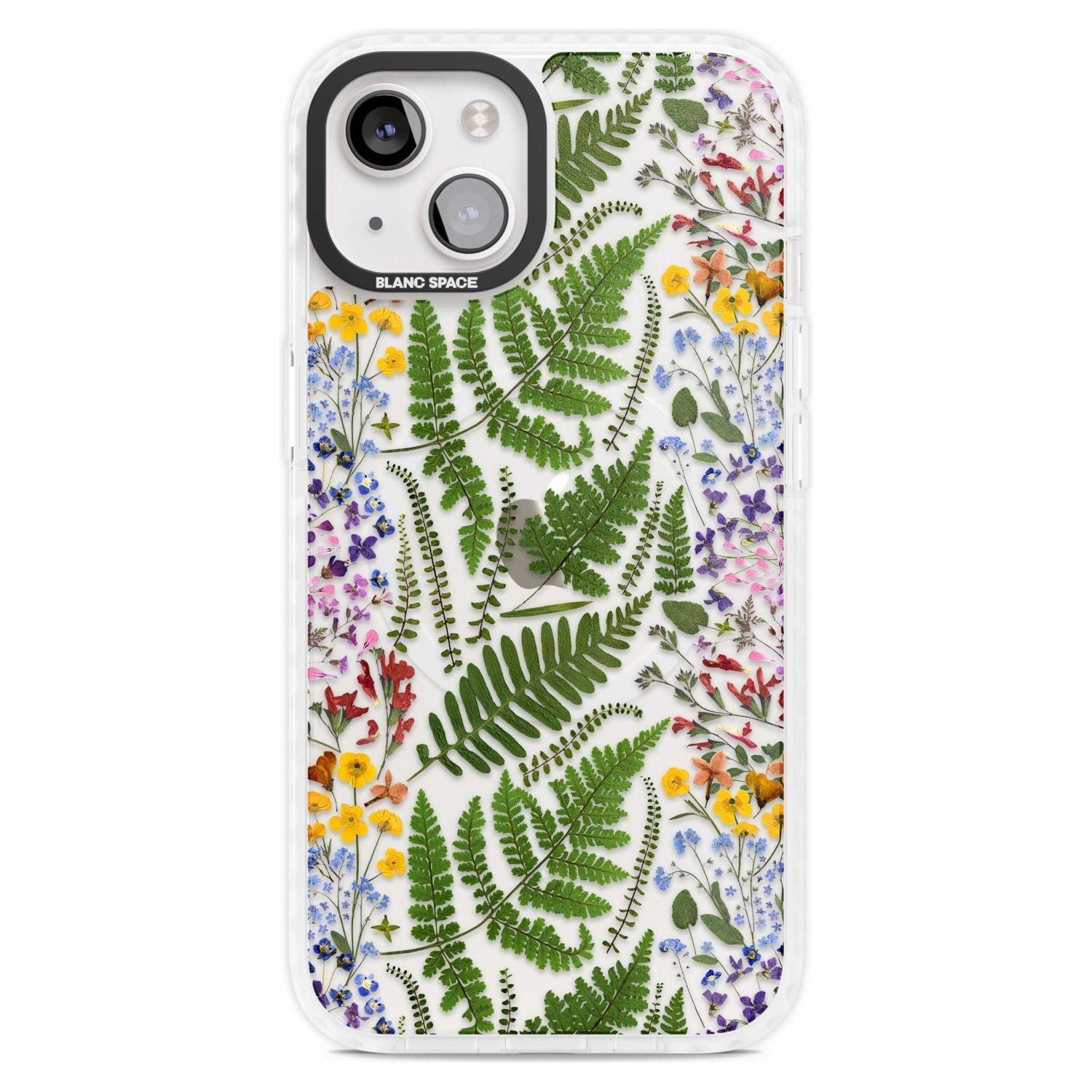Busy Floral and Fern Design Phone Case iPhone 15 Plus / Magsafe Impact Case,iPhone 15 / Magsafe Impact Case Blanc Space