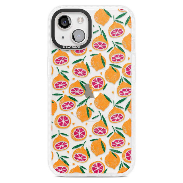 Blood Orange Fruit Pattern Transparent Phone Case iPhone 15 Plus / Magsafe Impact Case,iPhone 15 / Magsafe Impact Case Blanc Space