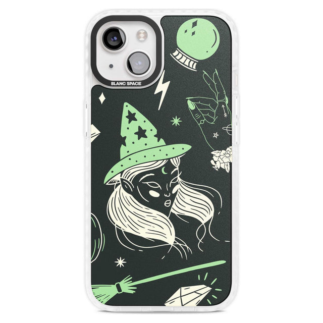 Astrology Witch Pattern Phone Case iPhone 15 Plus / Magsafe Impact Case,iPhone 15 / Magsafe Impact Case Blanc Space