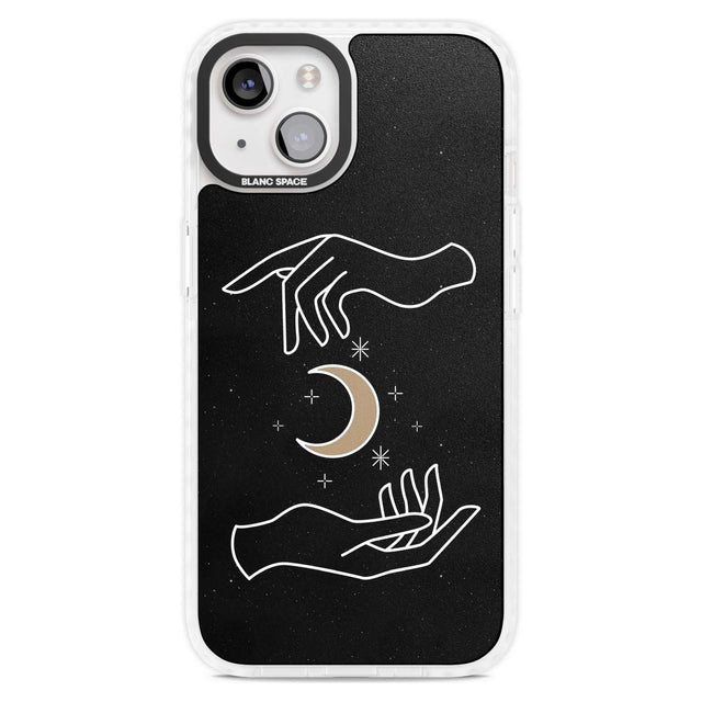 Hands Surrounding Moon Phone Case iPhone 15 Plus / Magsafe Impact Case,iPhone 15 / Magsafe Impact Case Blanc Space