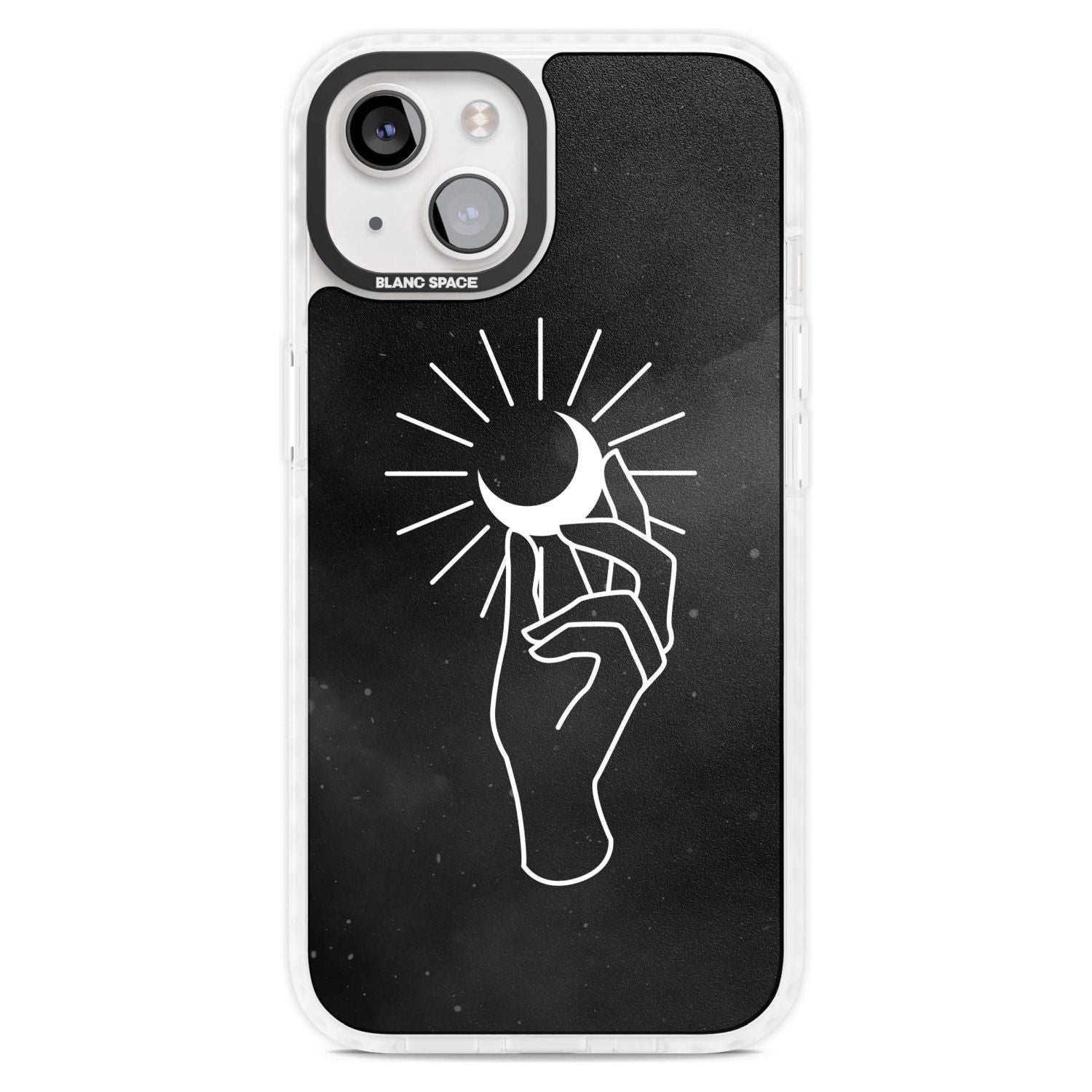 Hand Holding Moon Phone Case iPhone 15 Plus / Magsafe Impact Case,iPhone 15 / Magsafe Impact Case Blanc Space