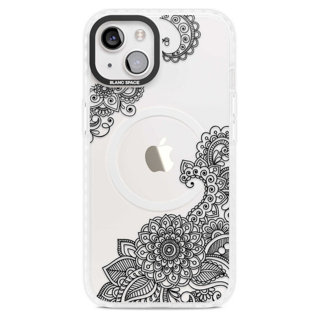 Black Henna Botanicals Phone Case iPhone 15 Plus / Magsafe Impact Case,iPhone 15 / Magsafe Impact Case Blanc Space
