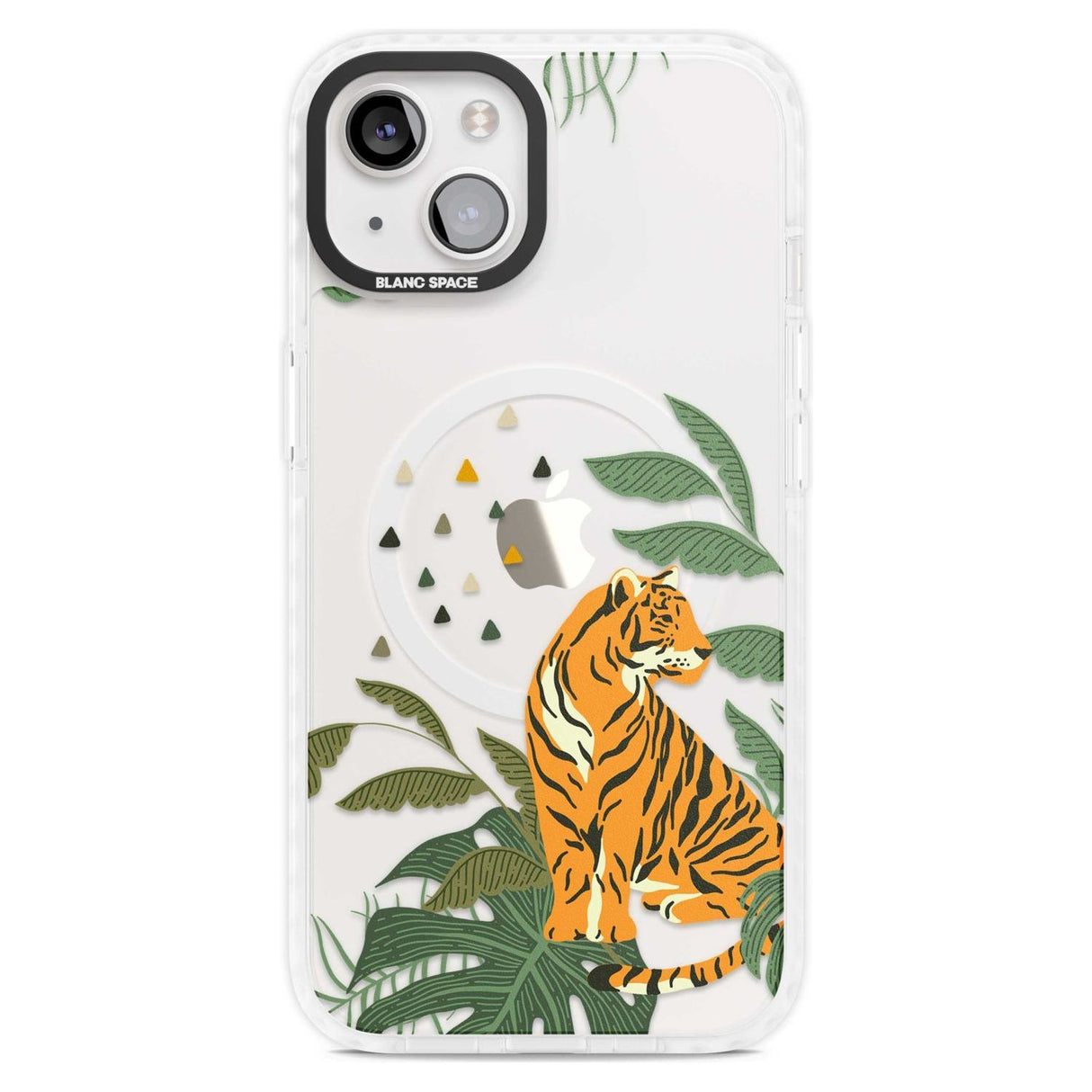 Large Tiger Clear Jungle Cat Pattern Phone Case iPhone 15 Plus / Magsafe Impact Case,iPhone 15 / Magsafe Impact Case Blanc Space