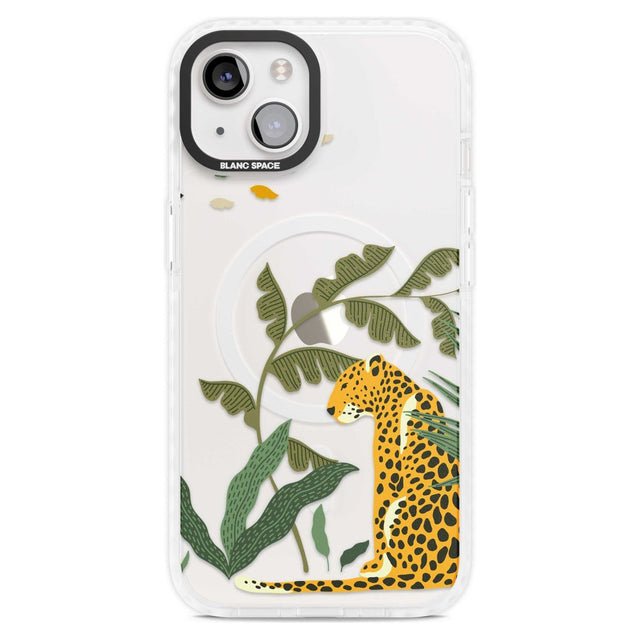 Large Jaguar Clear Jungle Cat Pattern Phone Case iPhone 15 Plus / Magsafe Impact Case,iPhone 15 / Magsafe Impact Case Blanc Space