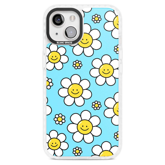 Daisy Faces Kawaii Pattern Phone Case iPhone 15 Plus / Magsafe Impact Case,iPhone 15 / Magsafe Impact Case Blanc Space