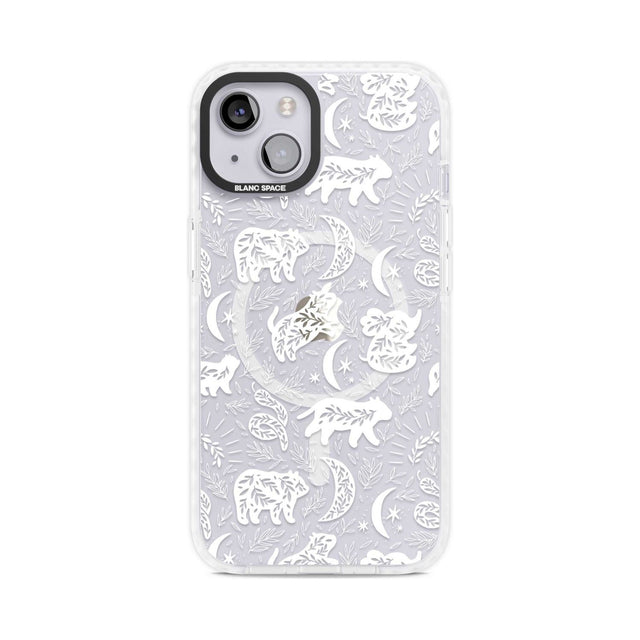 Forest Animal Silhouettes: White/Clear Phone Case iPhone 15 Plus / Magsafe Impact Case,iPhone 15 / Magsafe Impact Case Blanc Space
