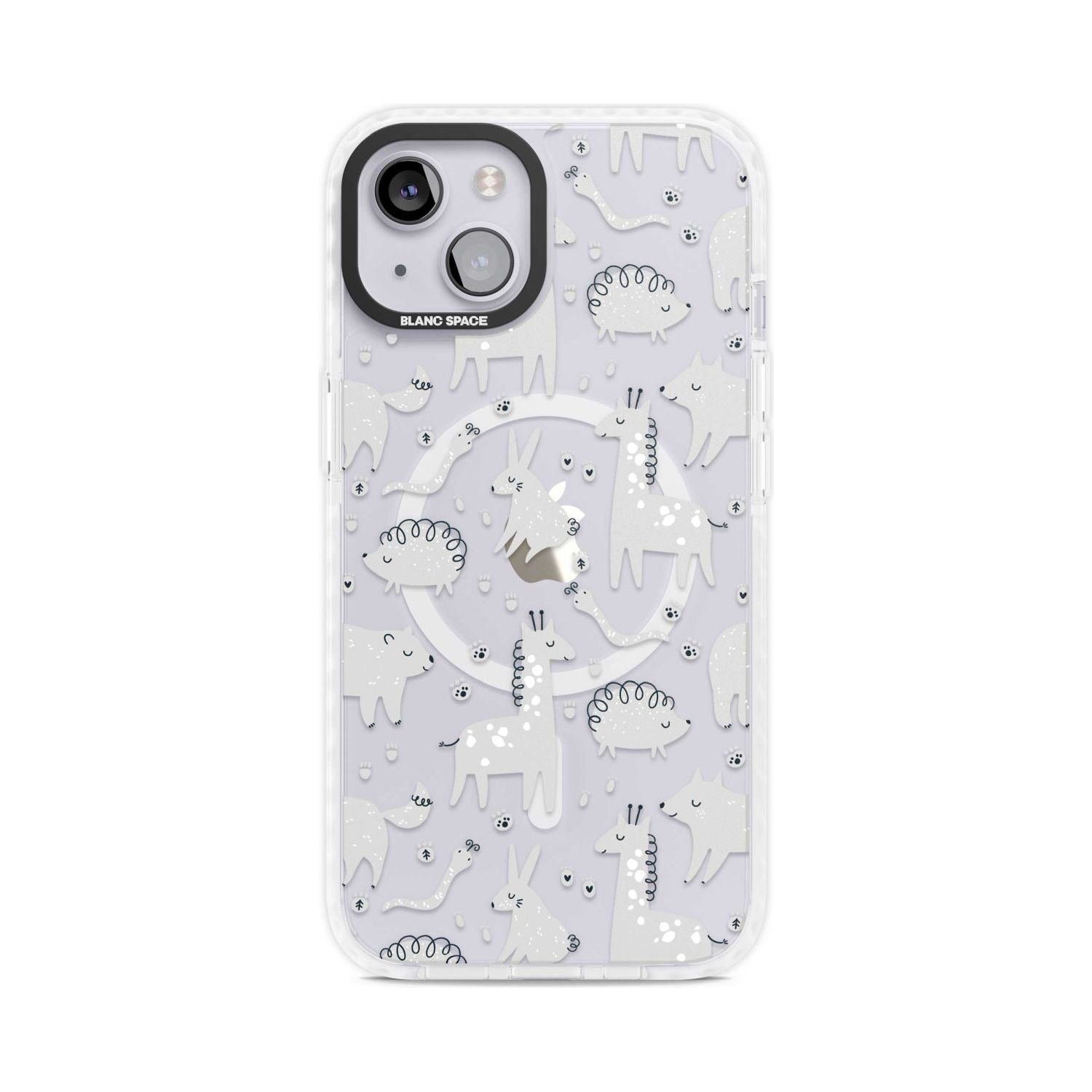 Adorable Mixed Animals Pattern (Clear) Phone Case iPhone 15 Plus / Magsafe Impact Case,iPhone 15 / Magsafe Impact Case Blanc Space