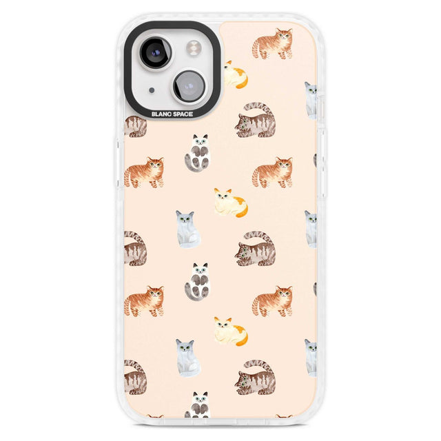 Cute Cat Pattern Phone Case iPhone 15 Plus / Magsafe Impact Case,iPhone 15 / Magsafe Impact Case Blanc Space