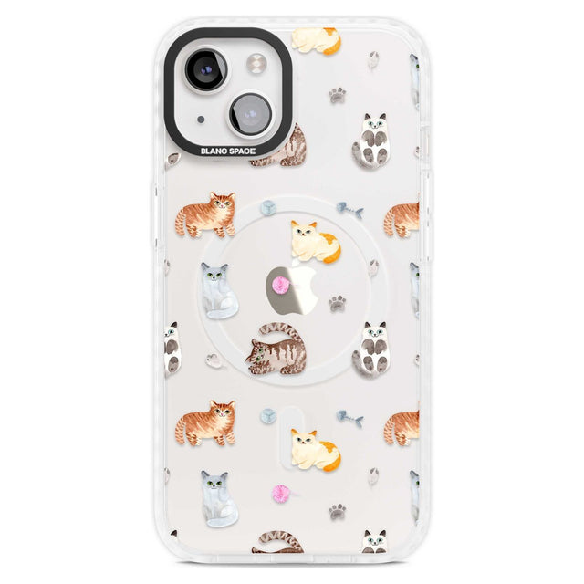 Cats with Toys - Clear Phone Case iPhone 15 Plus / Magsafe Impact Case,iPhone 15 / Magsafe Impact Case Blanc Space