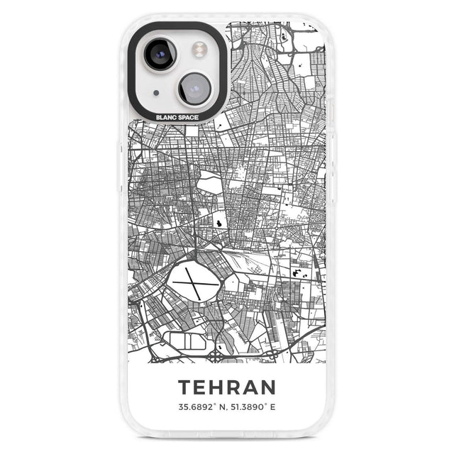 Map of Tehran, Iran Phone Case iPhone 15 Plus / Magsafe Impact Case,iPhone 15 / Magsafe Impact Case Blanc Space