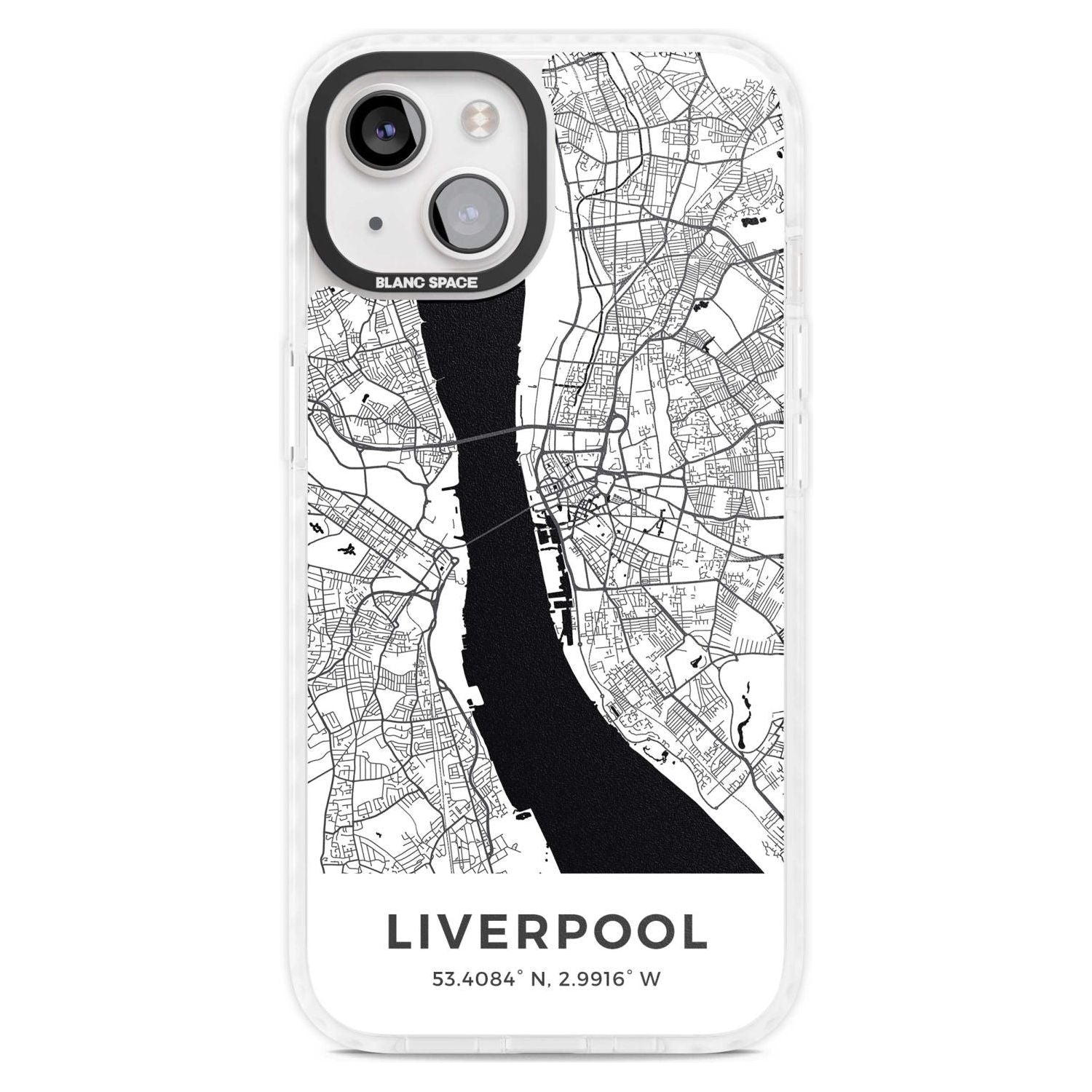 Map of Liverpool, England Phone Case iPhone 15 Plus / Magsafe Impact Case,iPhone 15 / Magsafe Impact Case Blanc Space