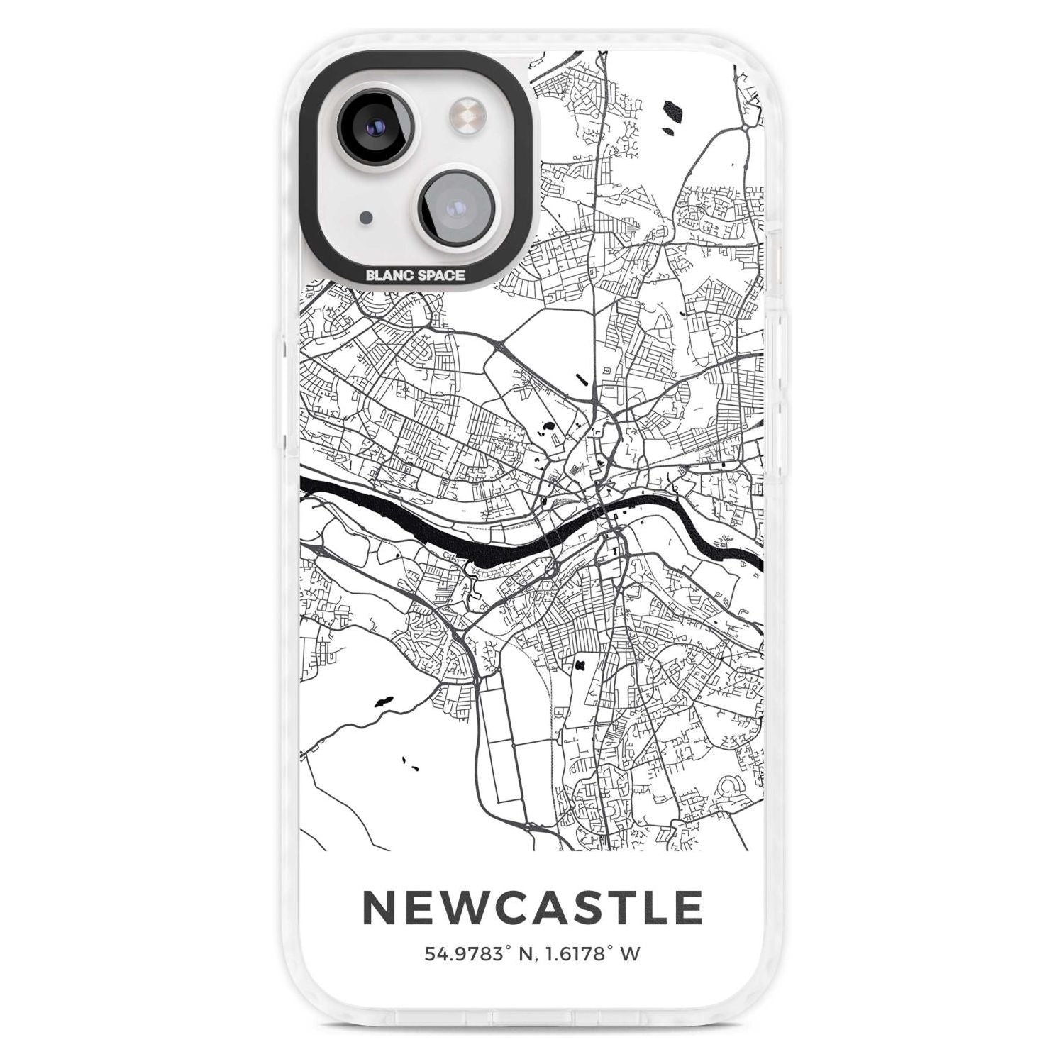 Map of Newcastle, England Phone Case iPhone 15 Plus / Magsafe Impact Case,iPhone 15 / Magsafe Impact Case Blanc Space