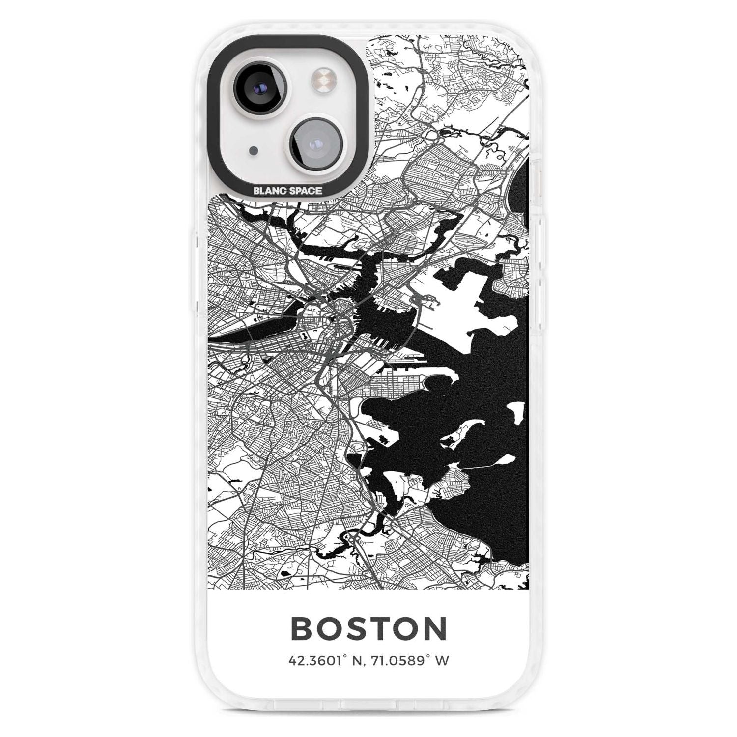 Map of Boston, Massachusetts Phone Case iPhone 15 Plus / Magsafe Impact Case,iPhone 15 / Magsafe Impact Case Blanc Space