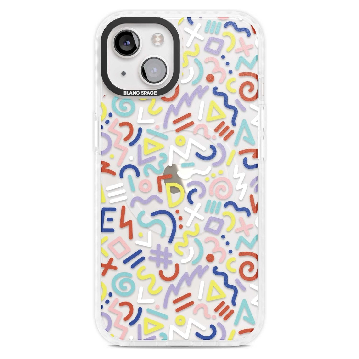 Colourful Mixed Shapes Retro Pattern Design Phone Case iPhone 15 Plus / Magsafe Impact Case,iPhone 15 / Magsafe Impact Case Blanc Space